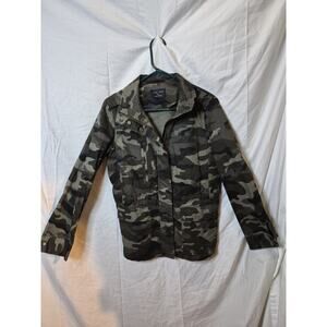 Love Tree Womens Army Jacket Size 1X Green Camo Zip Snap Camouflage